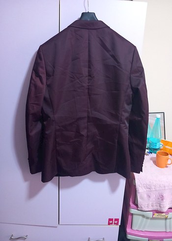 Düğmeli mürdüm erkek Ceket - Görsel 8