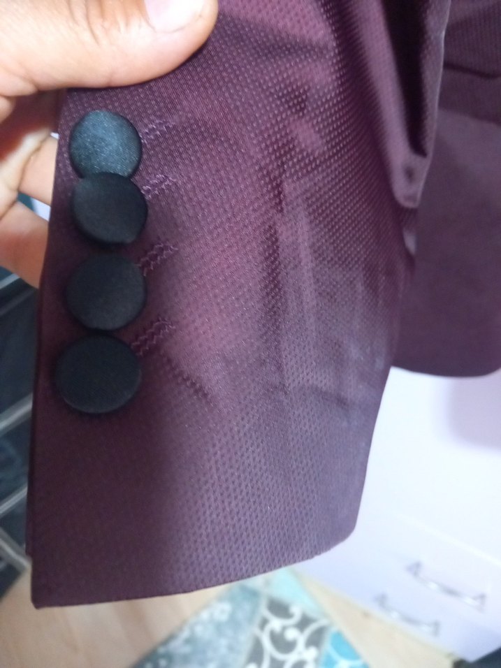 Düğmeli mürdüm erkek Ceket - Görsel 3