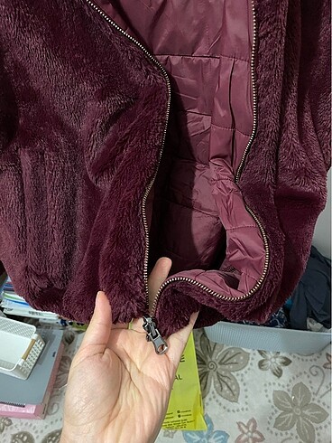 xl Beden bordo Renk Kürk mont çift taraflı