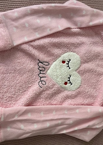 Zara Pembe Bulut Desenli Polar Pijama Üstü