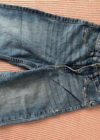 Düğmeli Mavi Normal Boy Kadın Kot Pantolon