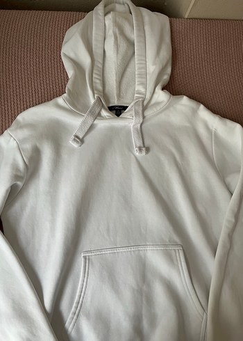Beyaz Kapüşonlu Kadın Sweatshirt