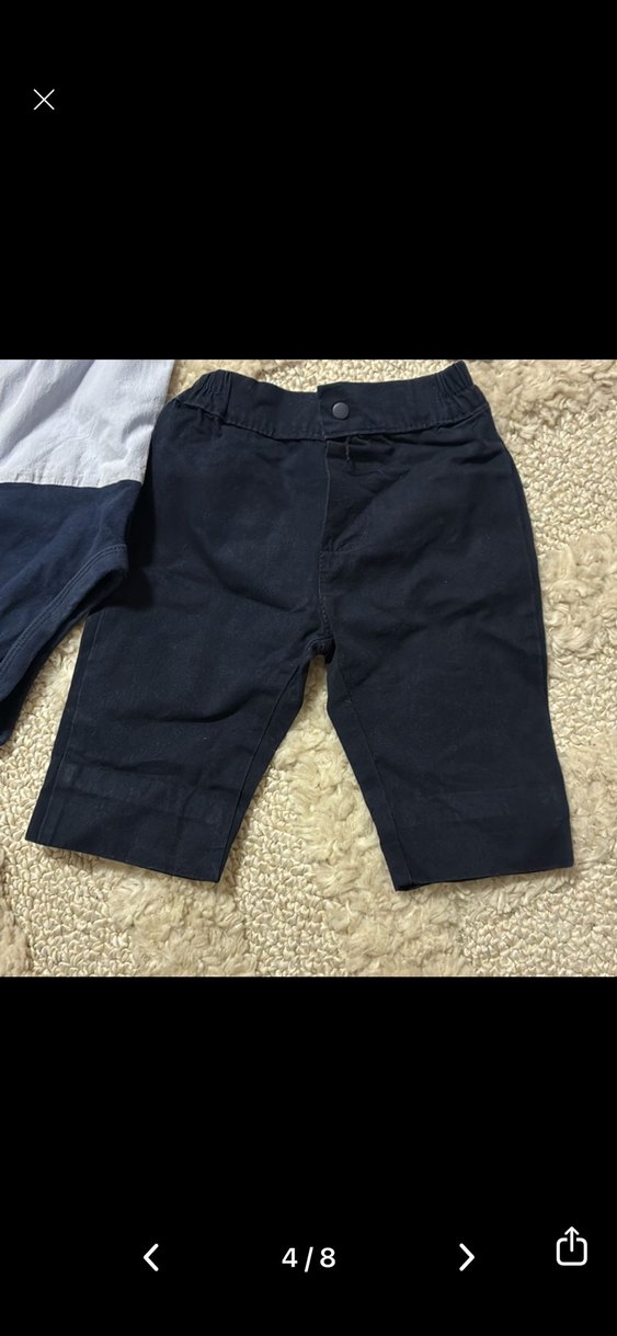 Düğmeli Mavi Gömlek ve Lacivert Pantolon Bebek Takımı - Görsel 4