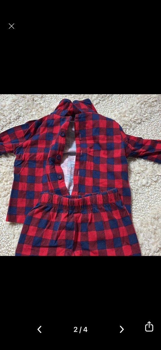 Kırmızı Kareli Bebek Takımı - Görsel 2