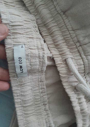 Bej Keten Kadın erkek fark etmez Salaş Pantolon - Görsel 4