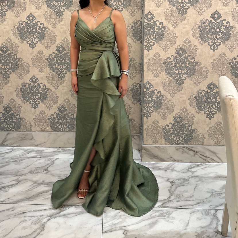 Drapeli Uzun Straplez Kadın Abiye Elbise - Görsel 3