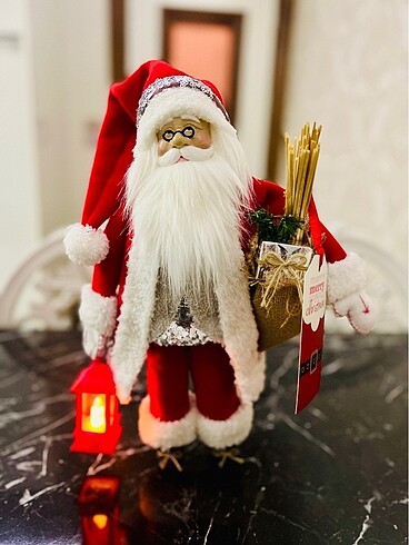 Beden kırmızı Renk 40cm FENERLİ IŞIKLI NOEL BABA
