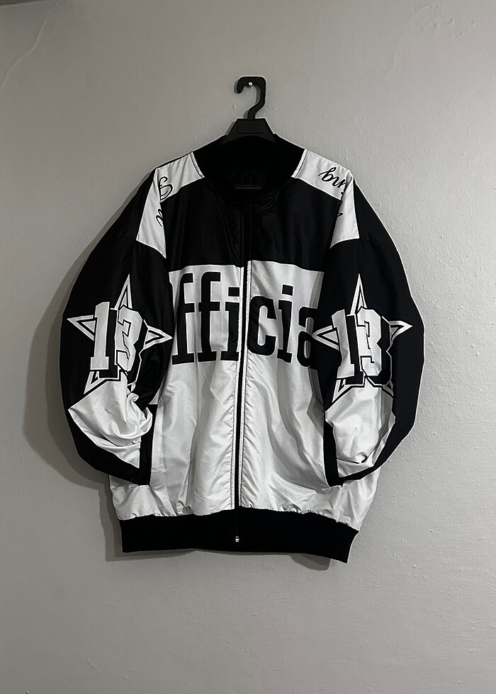 Unisex oversize official baskılı bomber ceket - Görsel 2