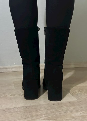 Siyah Süet Kadın Topuklu Bot - Görsel 3