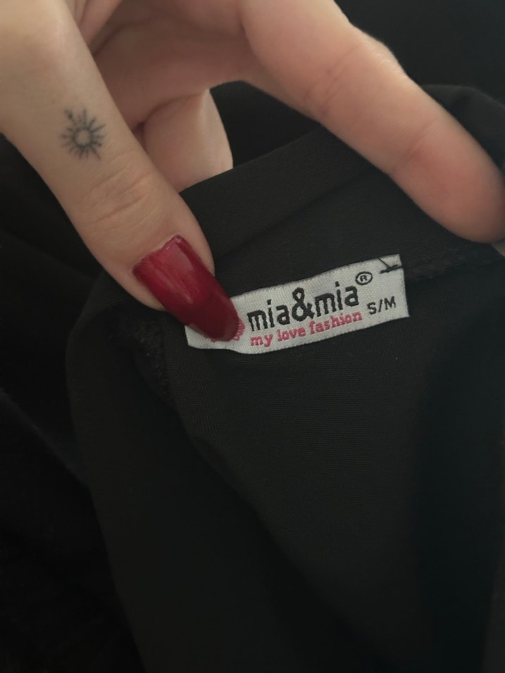 Uzun Kollu Siyah Mini Elbise - Görsel 2