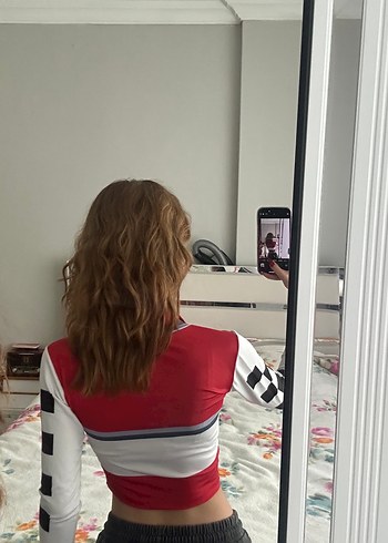 Fermuarlı Kırmızı Baskılı Uzun Kollu Sweatshirt - Görsel 3