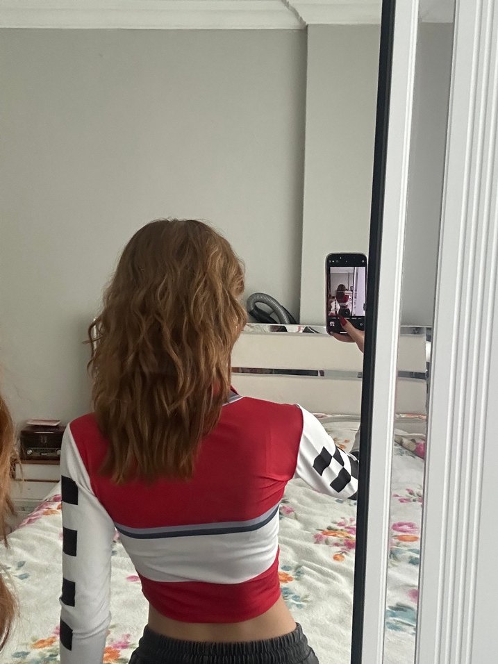 Fermuarlı Kırmızı Baskılı Uzun Kollu Sweatshirt - Görsel 3