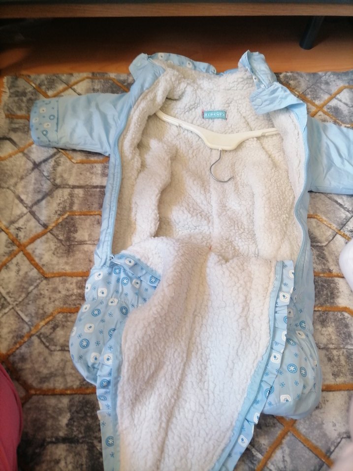 Mavi Bebek Polar Tulum Nakışlı Düğmeli - Görsel 3