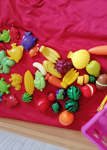 Renkli Plastik Meyve ve Sebze Seti