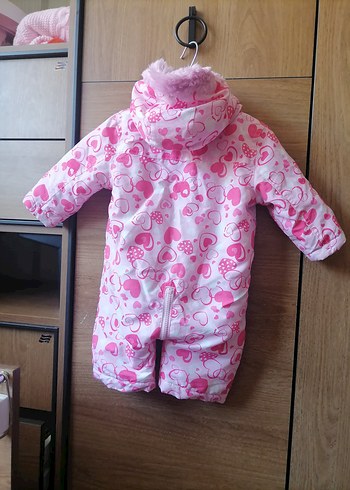 Renkli Kalp Desenli Fermuarlı Pembe Bebek Tulumu - Görsel 2