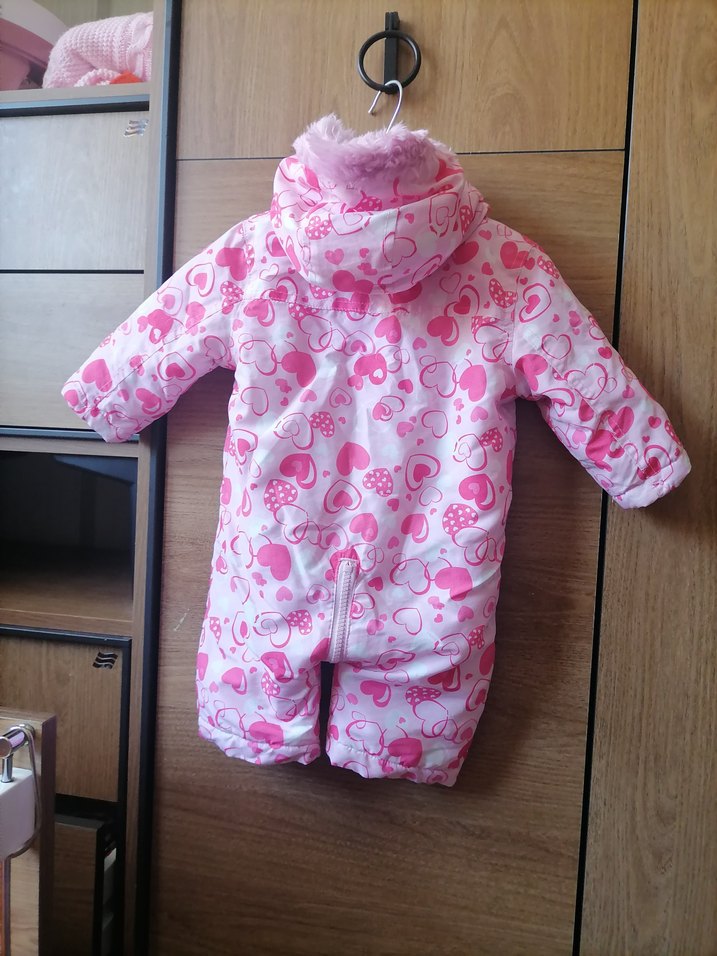 Renkli Kalp Desenli Fermuarlı Pembe Bebek Tulumu - Görsel 2