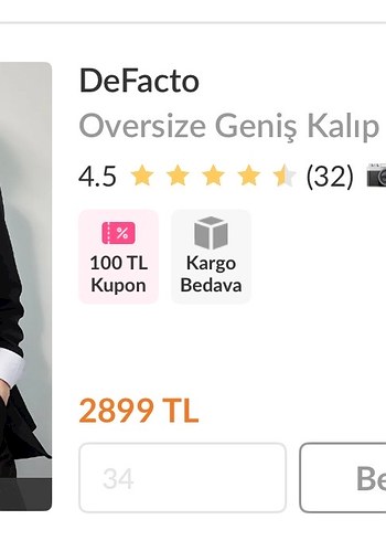 Defacto Oversize Geniş  Blazer Ceket - Görsel 12