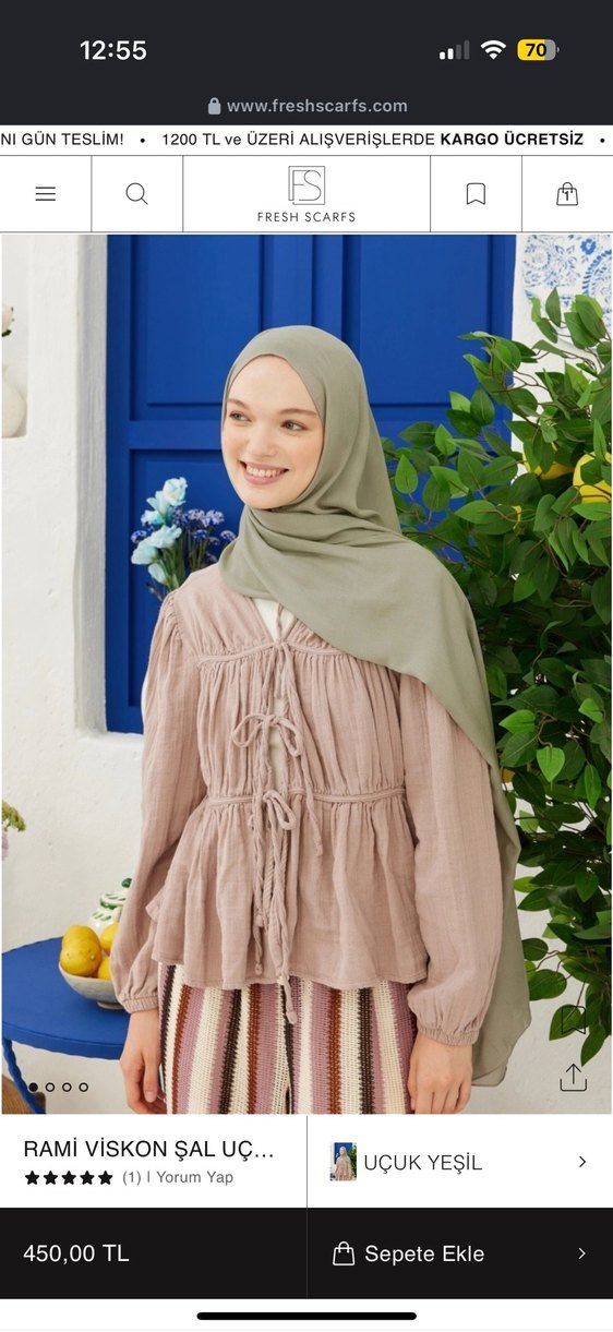 FreshScarfs Rami Vikson Şal Uçuk Yeşil - Görsel 2