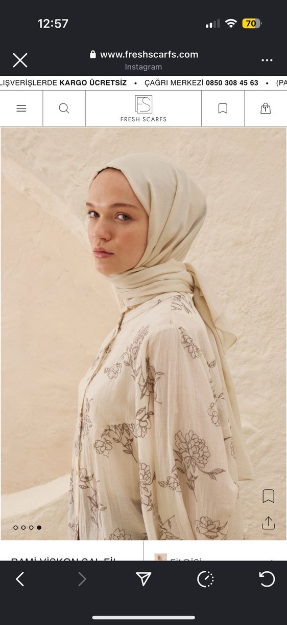 Fresh Scarf Rami Viskon şal Fildişi Renk - Görsel 3