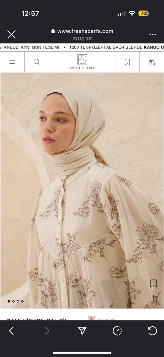 Fresh Scarf Rami Viskon şal Fildişi Renk - Görsel 2