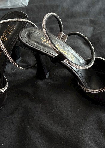 Siyah Saten Abiye Topuklu Ayakkabi - Görsel 7