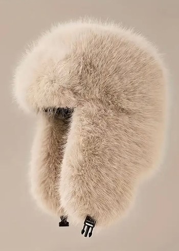 Yoğun Tüylü kürk Şapka Siyah - Görsel 6