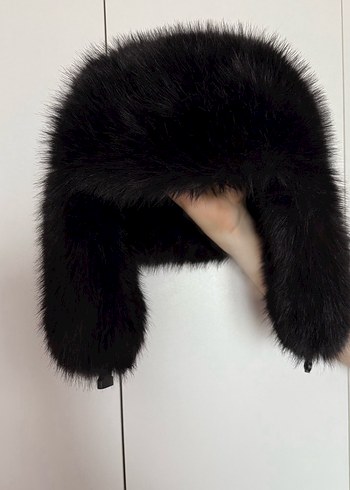Yoğun Tüylü kürk Şapka Siyah - Görsel 5