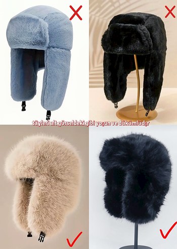 Yoğun Tüylü kürk Şapka Siyah - Görsel 3