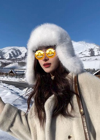 Yoğun Tüylü kürk Şapka Siyah - Görsel 4