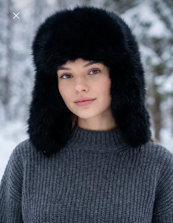 Yoğun Tüylü kürk Şapka Siyah - Görsel 2