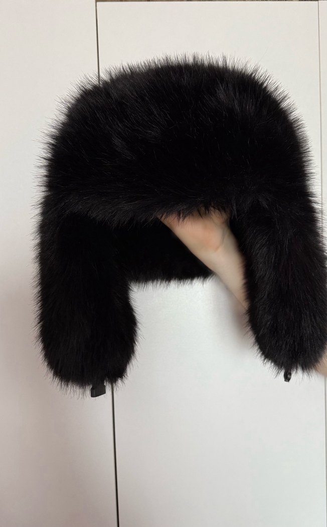Yoğun Tüylü kürk Şapka Siyah - Görsel 5