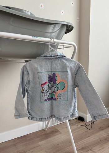 Mavi Kız Kot Ceket Düğmeli Cepli - Görsel 2