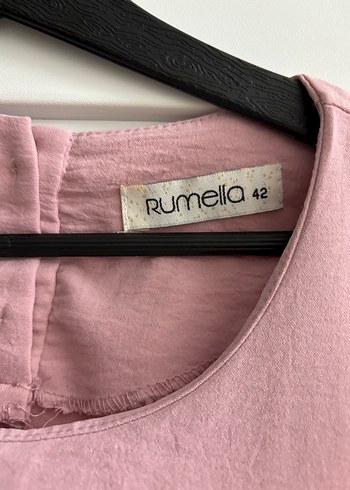 Pembe Keten Midi Tunik, Salaş Kesim, Uzun Kollu - Görsel 2