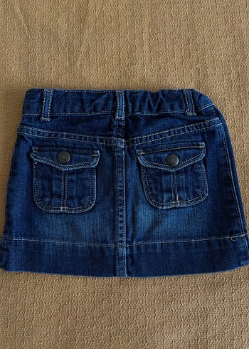 Kız Çocuk Koyu Mavi Kemerli Kot Etek - Görsel 3