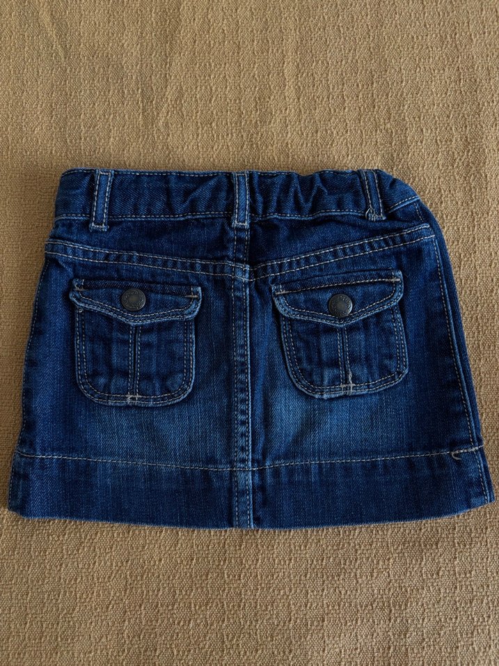Kız Çocuk Koyu Mavi Kemerli Kot Etek - Görsel 3