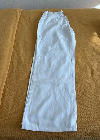 Beyaz Keten Salaş Kadın Pantolon - Görsel 3