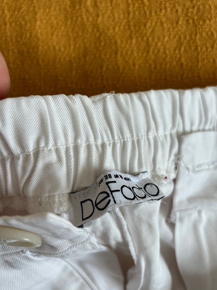 Beyaz Keten Salaş Kadın Pantolon - Görsel 2