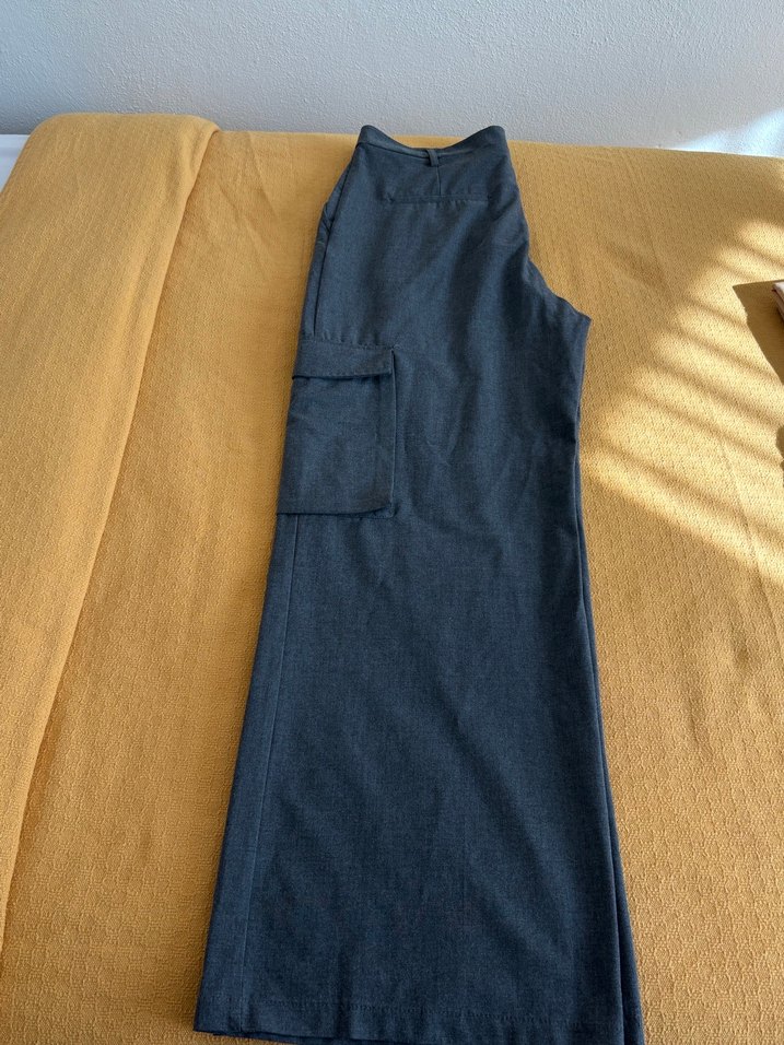 Gri Kemerli Rahat Kesim Kadın Pantolon - Görsel 3