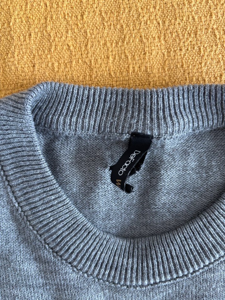 Gri Kadın Keten Kazak, Yuvarlak Yaka, Rahat Kesim - Görsel 2