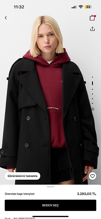 Bershka Bershka kaşe kaban