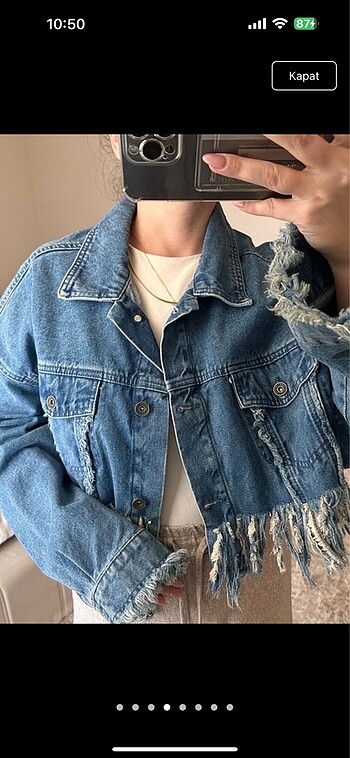m Beden mavi Renk Zeynep Tosun Crop Denim Ceket