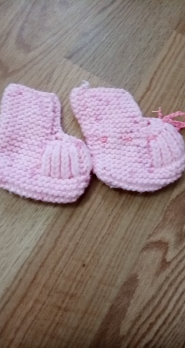 Kız Bebek Pembe Örgü Patik - Görsel 2