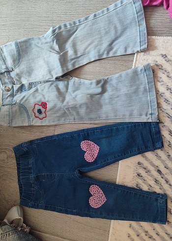 HelloBaby Nakışlı Mavi Kız Kot Pantolonları