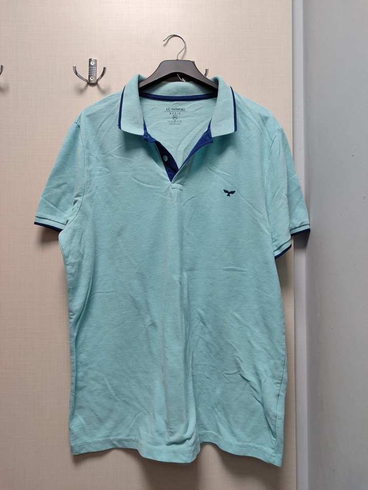 Mavi Pamuklu Kısa Kollu Polo Tişört - Görsel 2