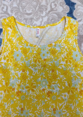 Sarı Kolsuz Kız Çocuk Elbisesi - Görsel 2