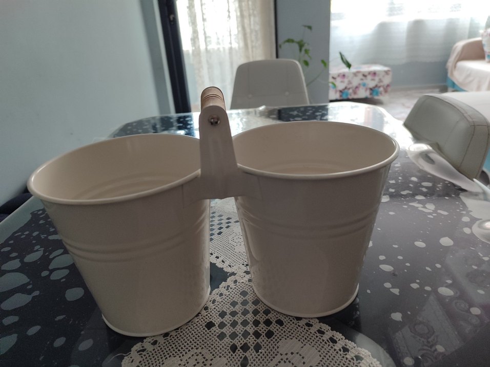 Ahşap Saplı Beyaz Çiftli Kaşıklık - Görsel 2