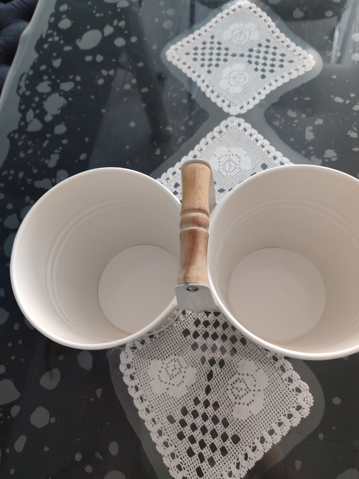 Ahşap Saplı Beyaz Çiftli Kaşıklık - Görsel 4