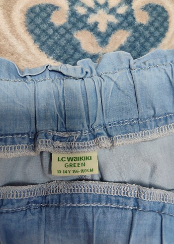 Mavi Renkli Volanlı Mini Kot Şort - Görsel 3