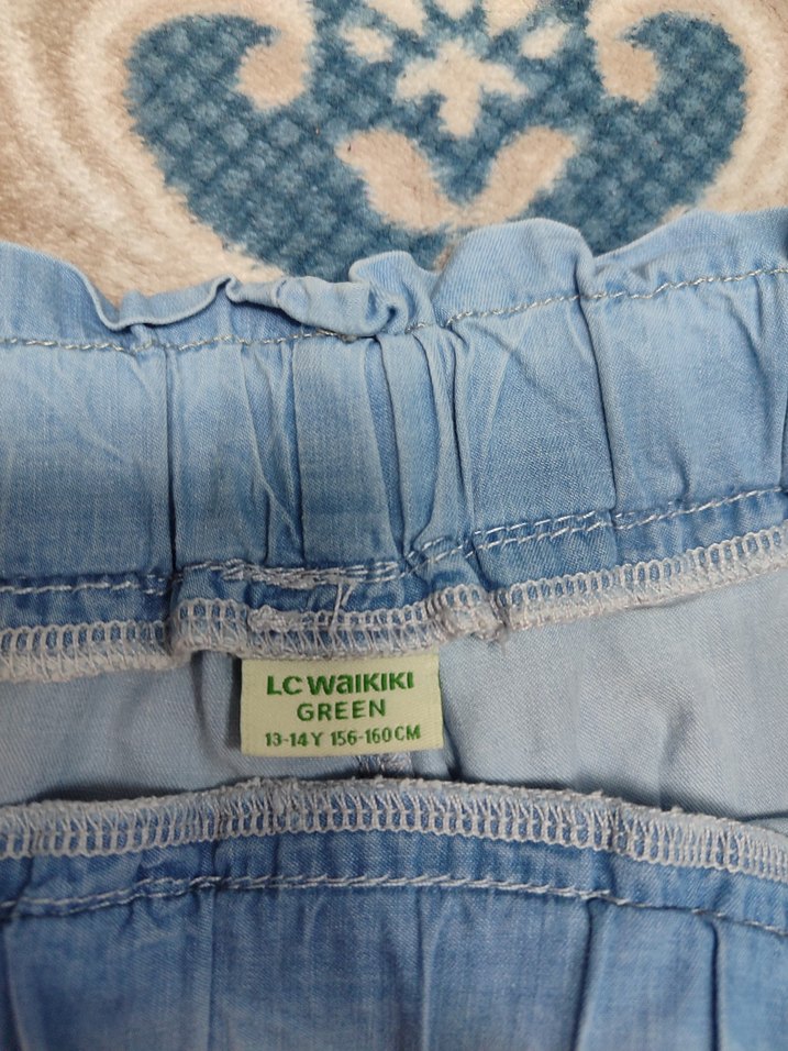 Mavi Renkli Volanlı Mini Kot Şort - Görsel 3