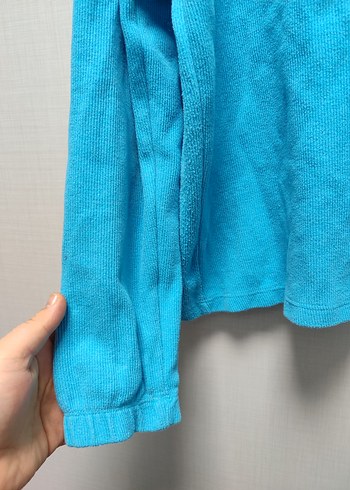 Mavi Kapüşonlu Sweatshirt - Görsel 4